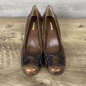 LAST CHANCE!!!! Max Studio | Brown Leather Distressed Bow Pumps